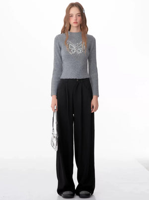 American retro high-waisted straight leg pants