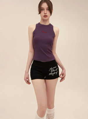 American Retro Letter Print Cotton Shorts Pants