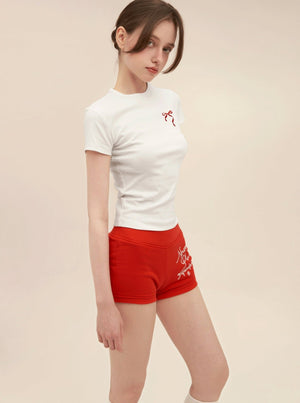 American Retro Letter Print Cotton Shorts Pants