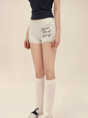 American Retro Letter Print Cotton Shorts Pants