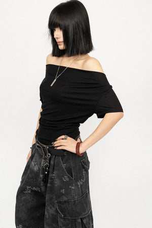 American Retro Off-Shoulder T-Shirt