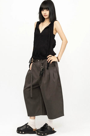 American Retro Pleated Wide-Leg Pants