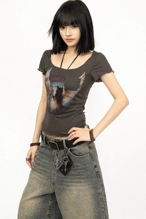 American Retro Print Top