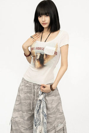 American Retro Print Top