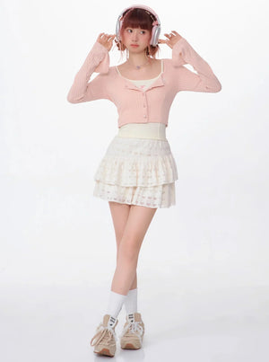 American Retro Short Square Neck Cardigan