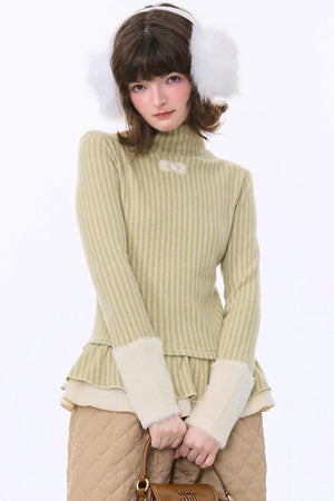 American Retro Striped Knit Top