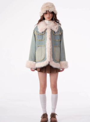 American retro thickened denim jacket