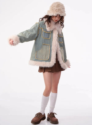 American retro thickened denim jacket
