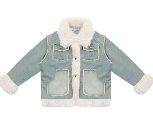 American retro thickened denim jacket