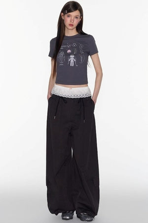 American Shoulder Crop Top
