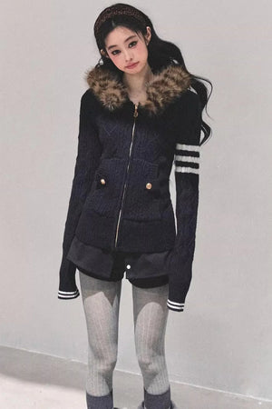 American-Style Hooded Knit Sweater