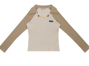 American vintage polo U neck long sleeve T-shirt