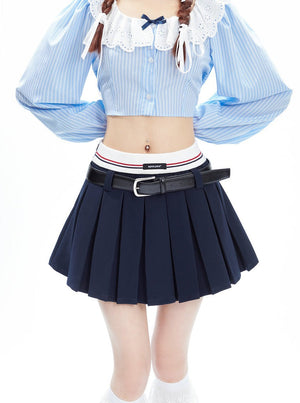 American waist slim pleated mini skirt