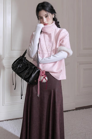 Ancient Drama Velvet Bat Sleeve Knitted Sweater Set