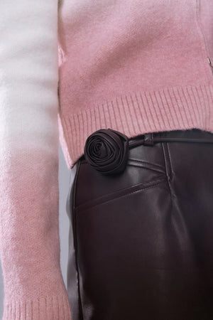 Angora Red Wide-Leg Leather Pants