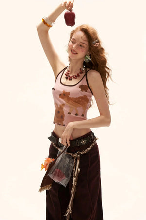 Animal Print Pink Camisole Top