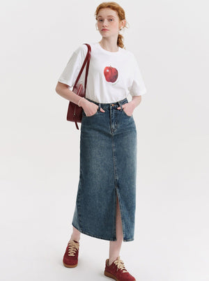 Apple Monogram Print Short Sleeve T-Shirt