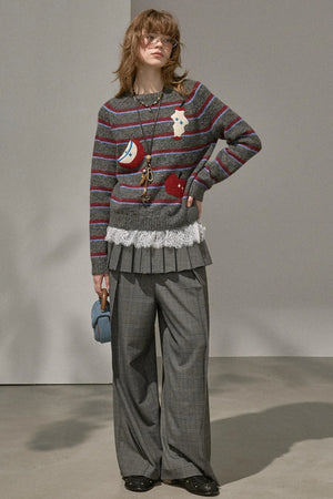 Apple Striped Crew Neck Top