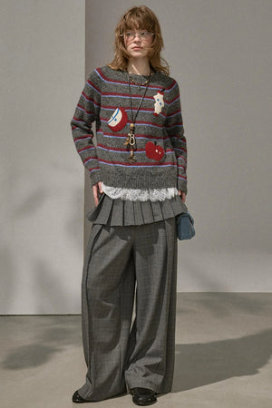Apple Striped Crew Neck Top