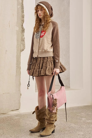 Apple Wool Blend Slim Fit Knitted Cardigan