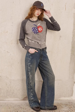 Apple Wool Blend Slim Fit Knitted Cardigan