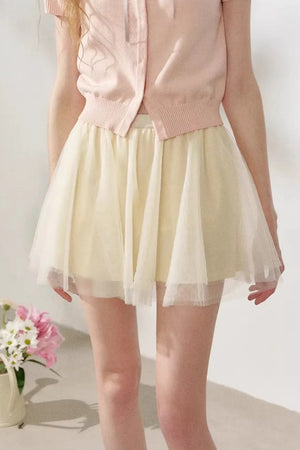 Apricot Mesh A-Line Skirt