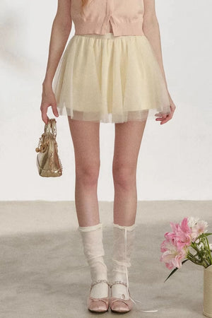 Apricot Mesh A-Line Skirt