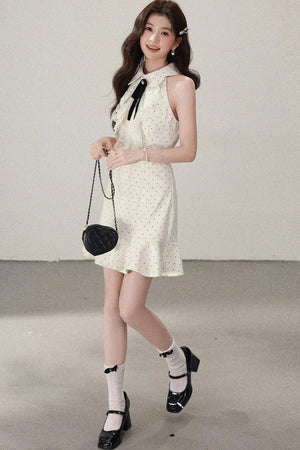 Apricot Polka Dot Lace Dress