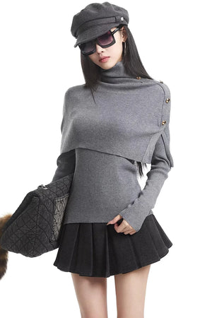 Apricot Turtleneck Knit Sweater