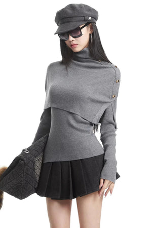 Apricot Turtleneck Knit Sweater