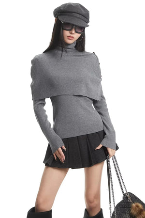 Apricot Turtleneck Knit Sweater