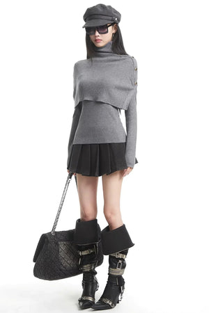 Apricot Turtleneck Knit Sweater