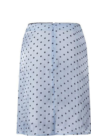 Aqua Blue Polka Dot Floral Top and Skirt Set-Up