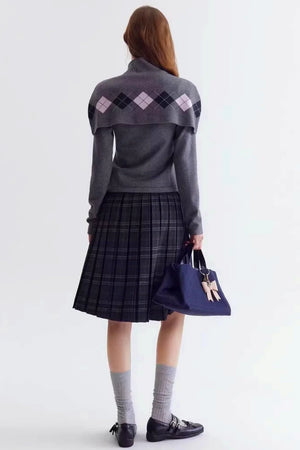 Argyle Jacquard Cardigan Set