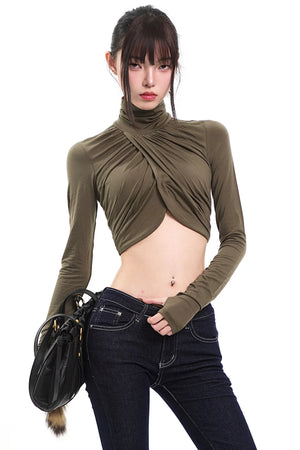 Army Green Pleated Top
