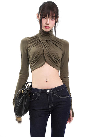 Army Green Pleated Top