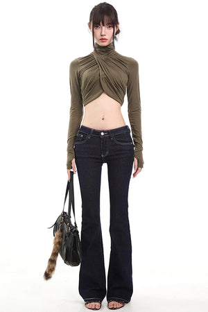Army Green Pleated Top