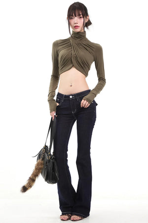 Army Green Pleated Top