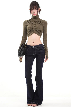 Army Green Pleated Top