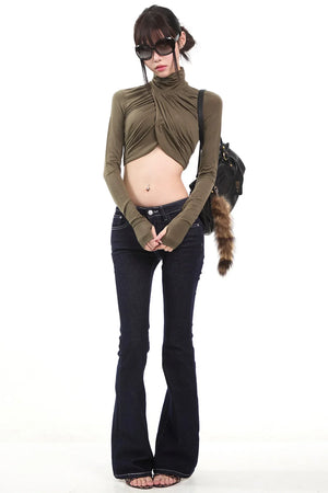 Army Green Pleated Top