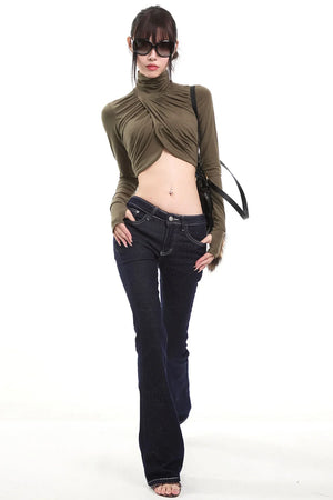 Army Green Pleated Top