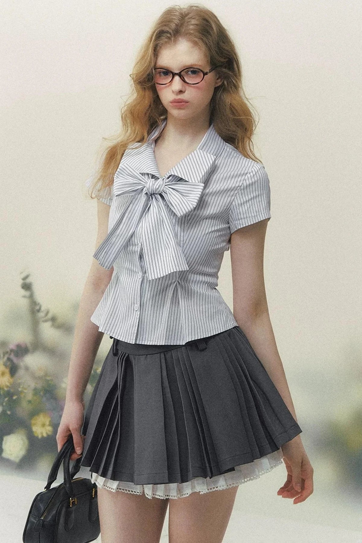 Art Girl Striped Bow Blouse