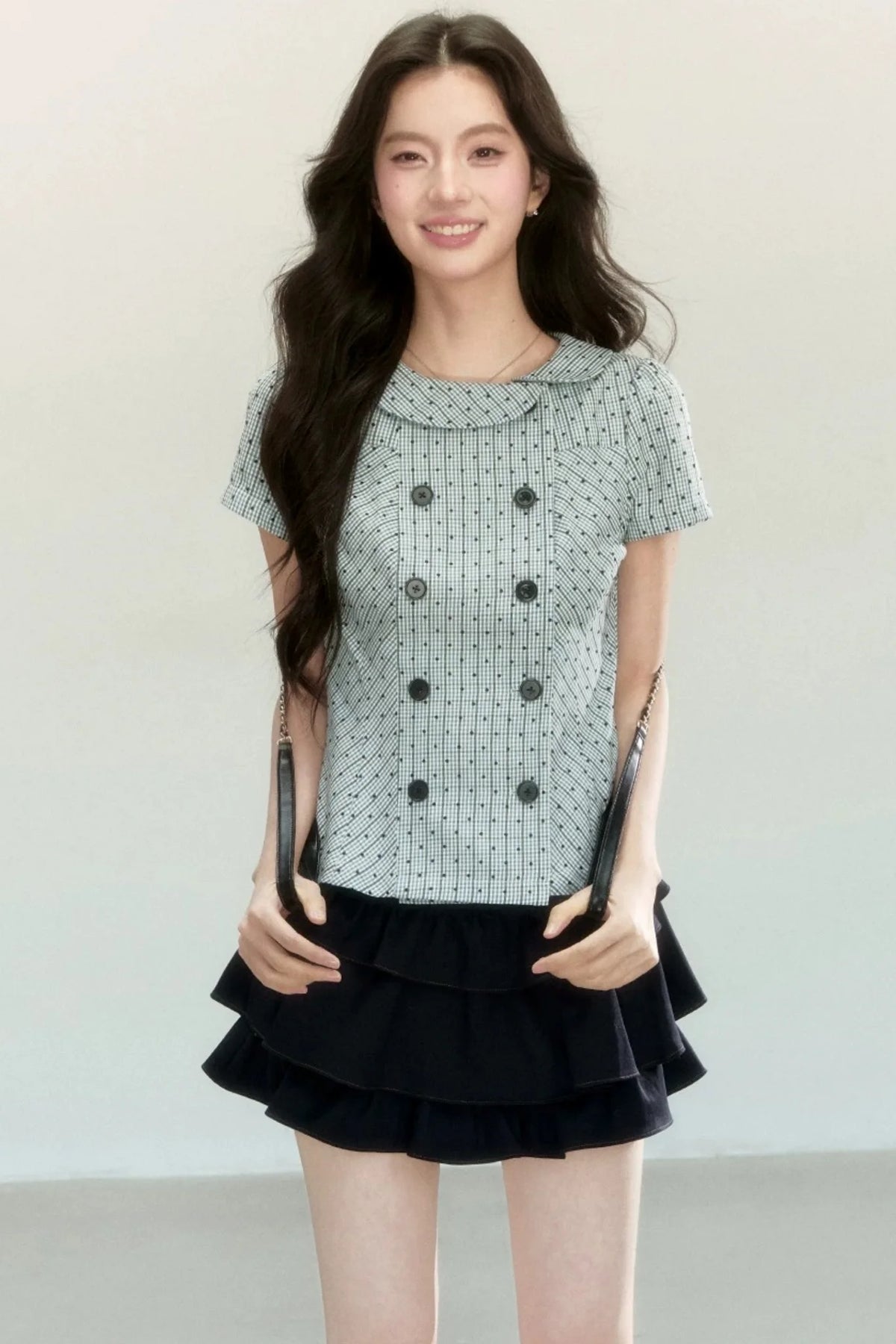 Artistic Plaid Doll Collar Blouse