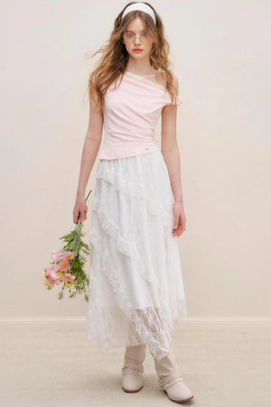 Asymmetric Lace Petal Tee