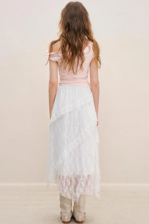 Asymmetric Lace Petal Tee