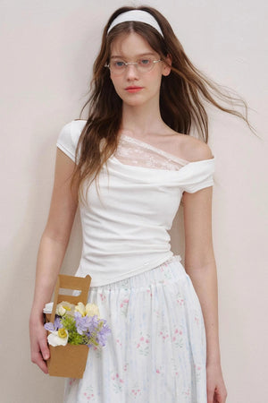 Asymmetric Lace Petal Tee