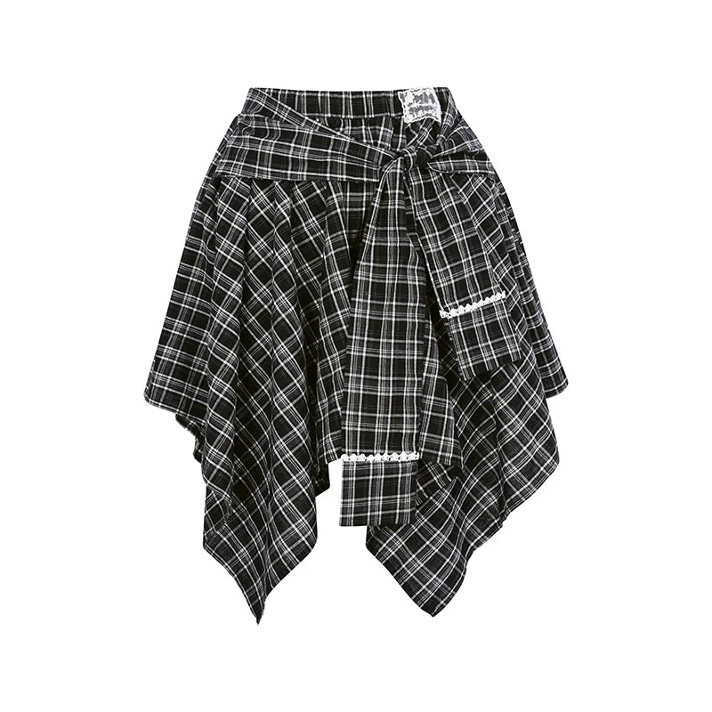 Asymmetrical Checkered Top- Skirt