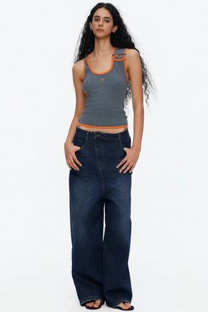 Asymmetrical Color-Blocking Tank Top