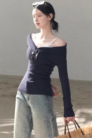 Asymmetrical Cotton Knit Top