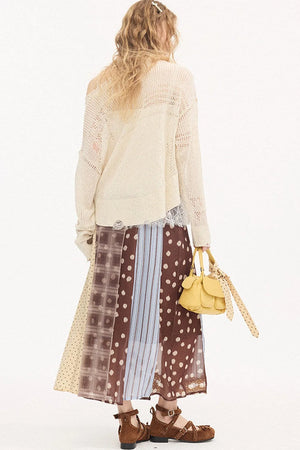 Asymmetrical Knit Off-Shoulder Top Set-Up